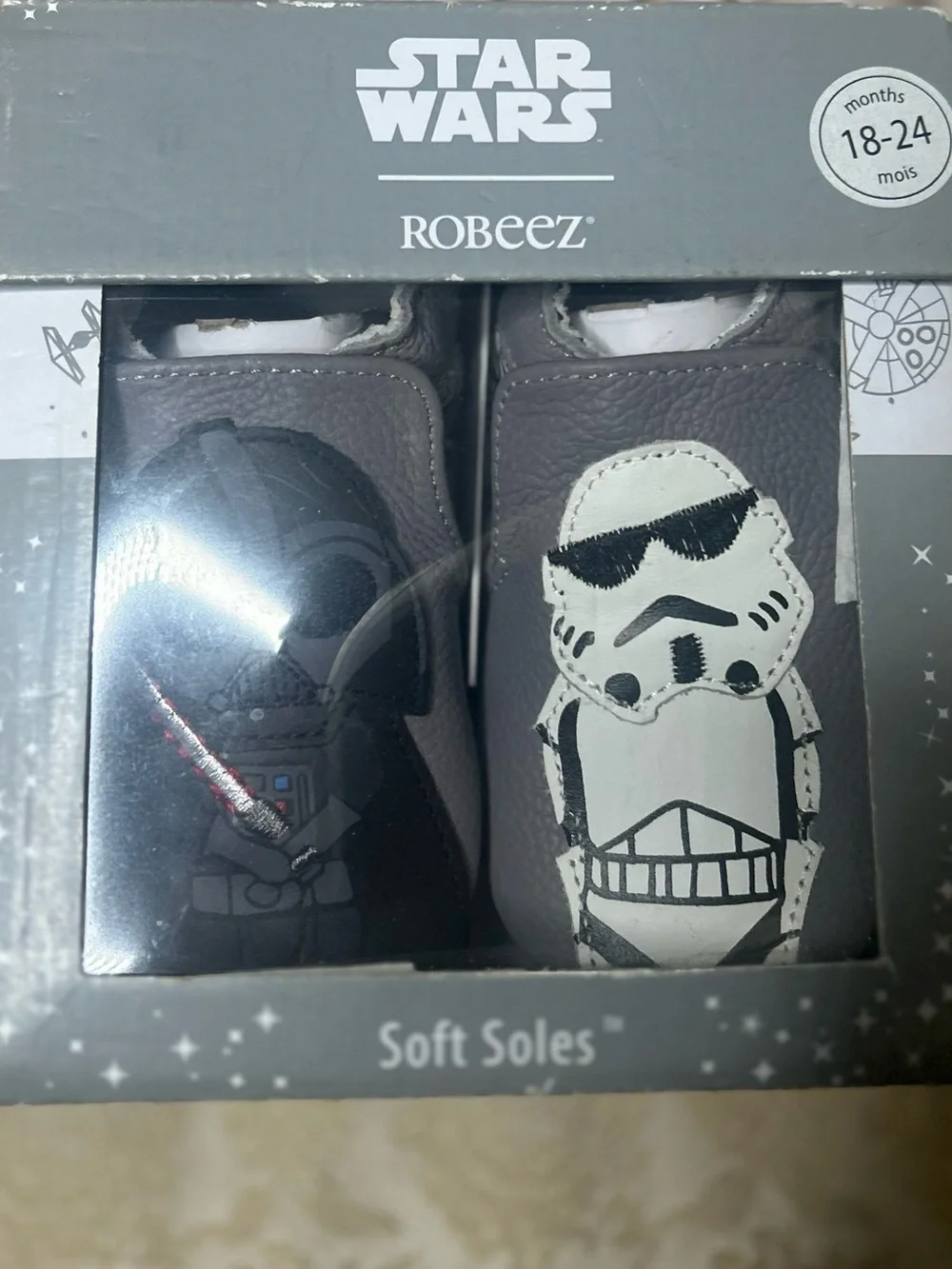 Robeez Gray Star Wars Baby Soft Soles with Darth Vader & Stormtrooper